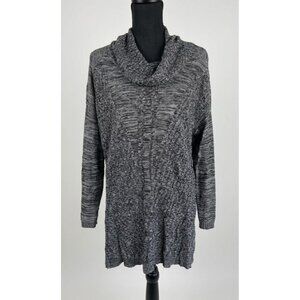 Tunic‎ Sweater Women's Plus 2X Gray Cowl Neck Cozycore Cottagecore marled black